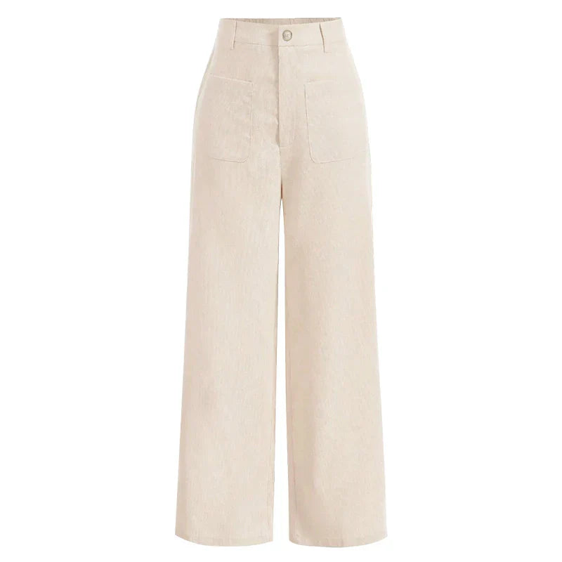 Comfortable High Waist Loose Fit Women's Pants with Pockets