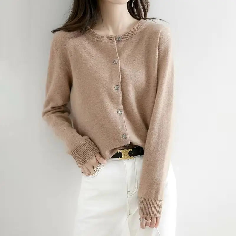 Warm Women's Crew Neck Cardigan Sweater