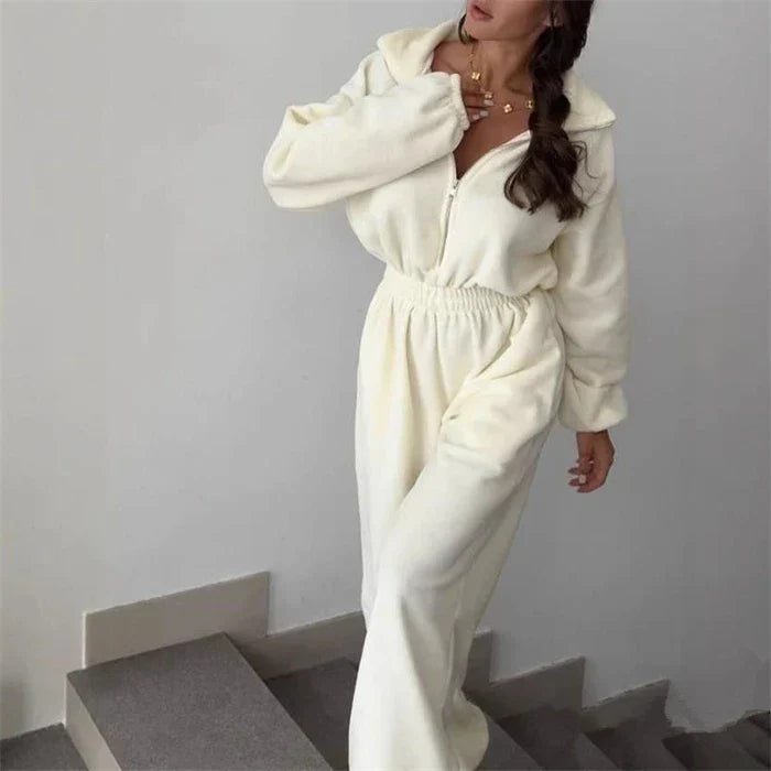 Women's Zipper Hooded Jumpsuit Suit - OutfitLondon