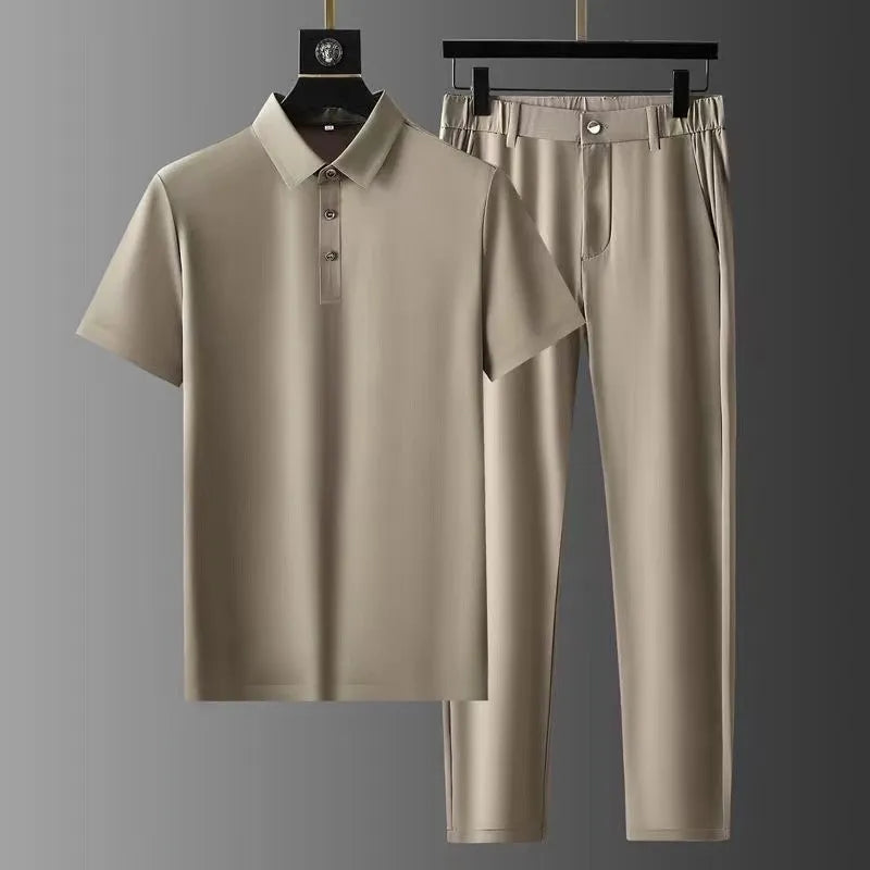 Fit Men's Polo Shirt and Pants 2-Piece Set - OutfitLondon