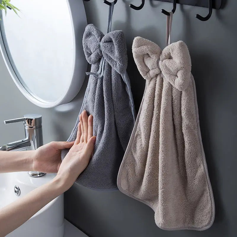 Coral Velvet Towels With Bow Charm - OutfitLondon