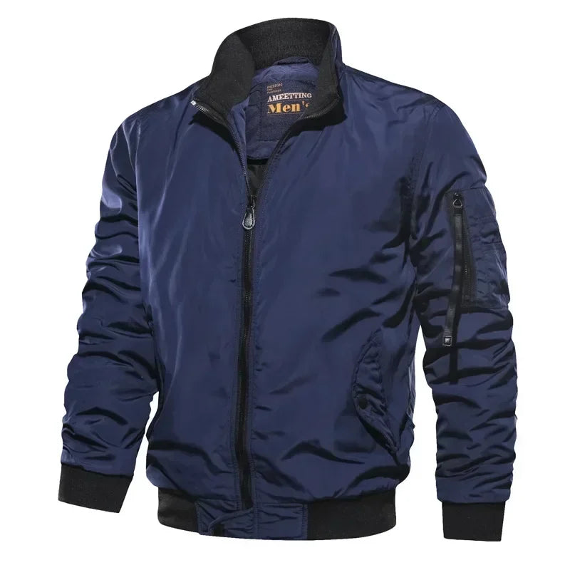Slim Fit Leather Bomber Jacket