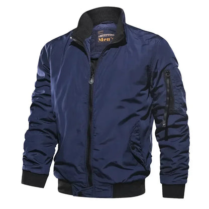 Slim Fit Leather Bomber Jacket