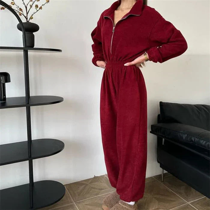 Women's Zipper Hooded Jumpsuit Suit