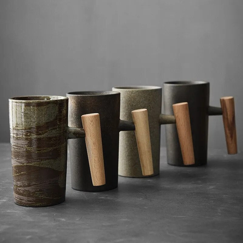 Rustic Clay Coffee Mugs Earthy Stone Design - OutfitLondon