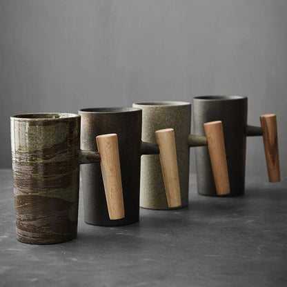 Rustic Clay Coffee Mugs Earthy Stone Design - OutfitLondon