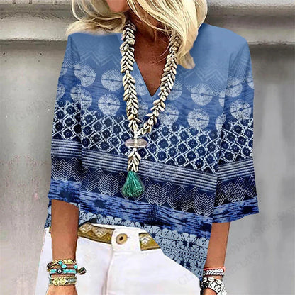 Comfy Floral V Neck Summer Tee Shirt