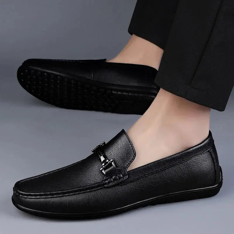 Elegant Leather Slip On Loafers