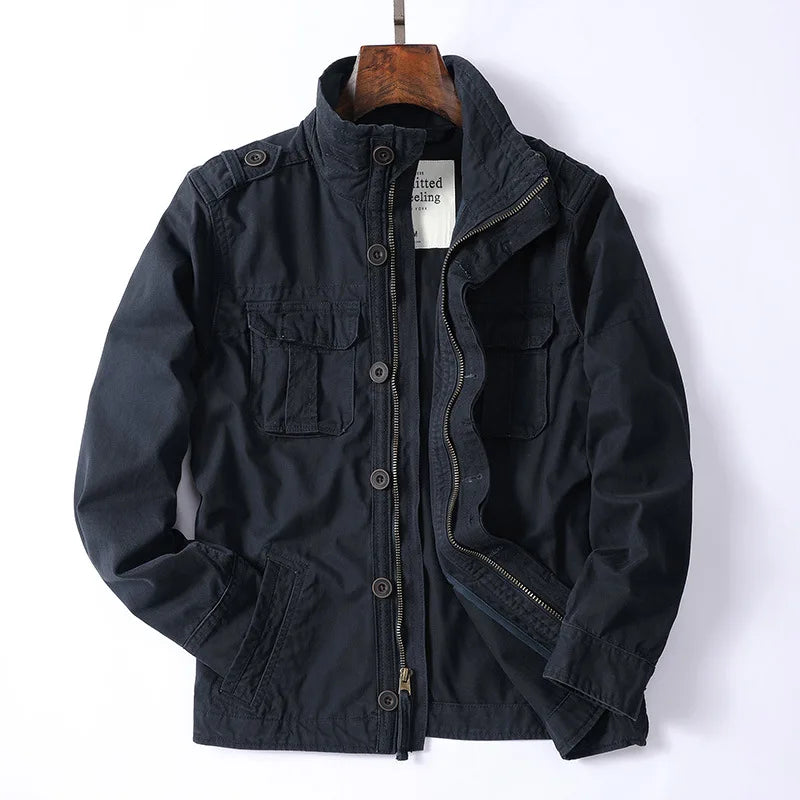 Navy Waterproof Mens Cargo Jacket - OutfitLondon