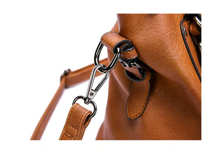 Spacious Vintage Leather Tote Bag with Strap