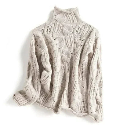 Cozy Cable Knit Turtleneck Sweater - OutfitLondon