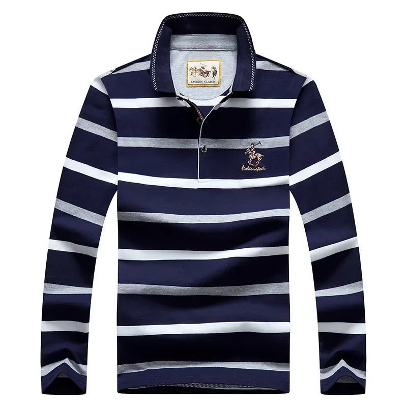 Traditional Casual Horizontal Stripe Polo Shirt
