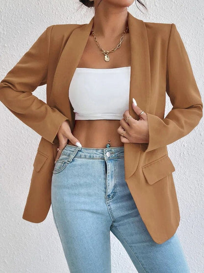 Women's Classic Fit Open Front Coat with Pockets