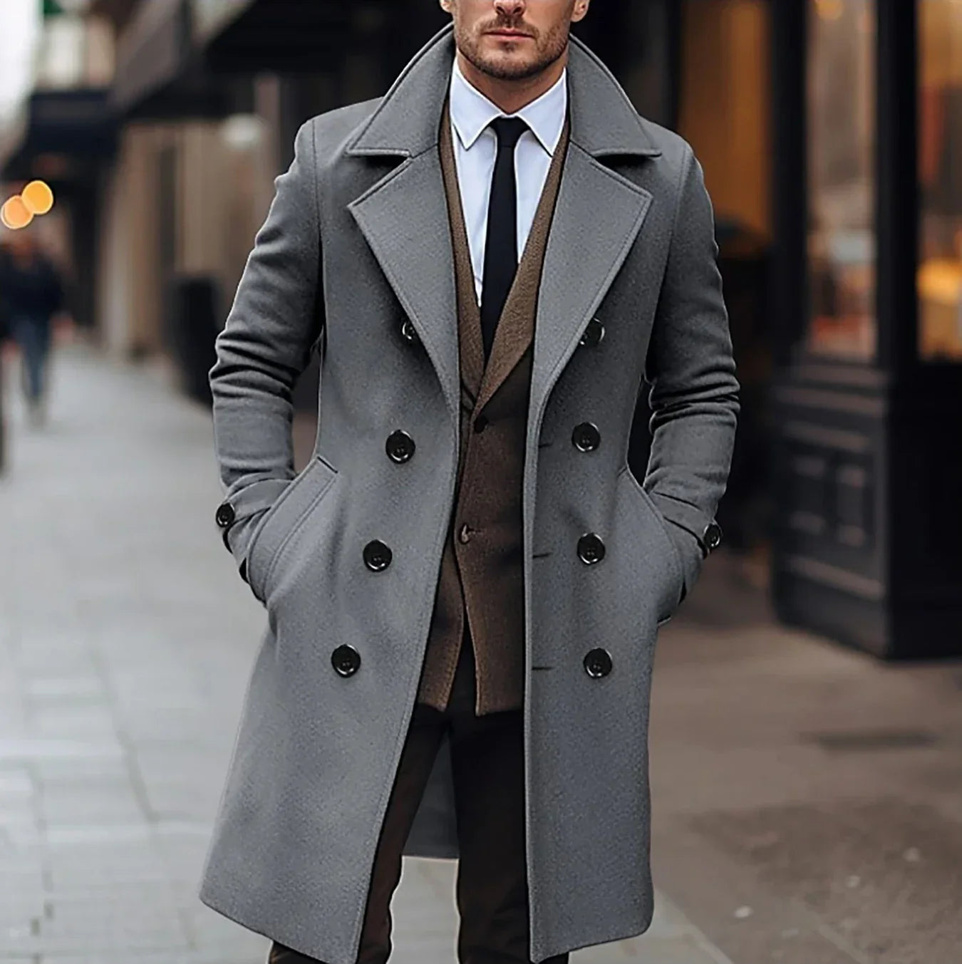 Classic Men's Double Breasted Overcoat