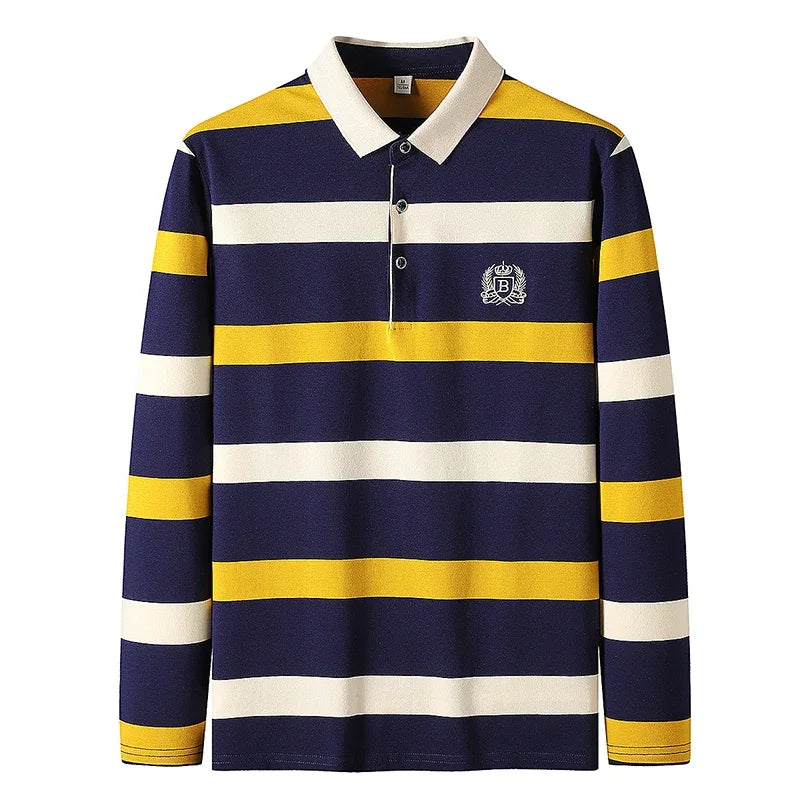 Traditional Casual Horizontal Stripe Polo Shirt
