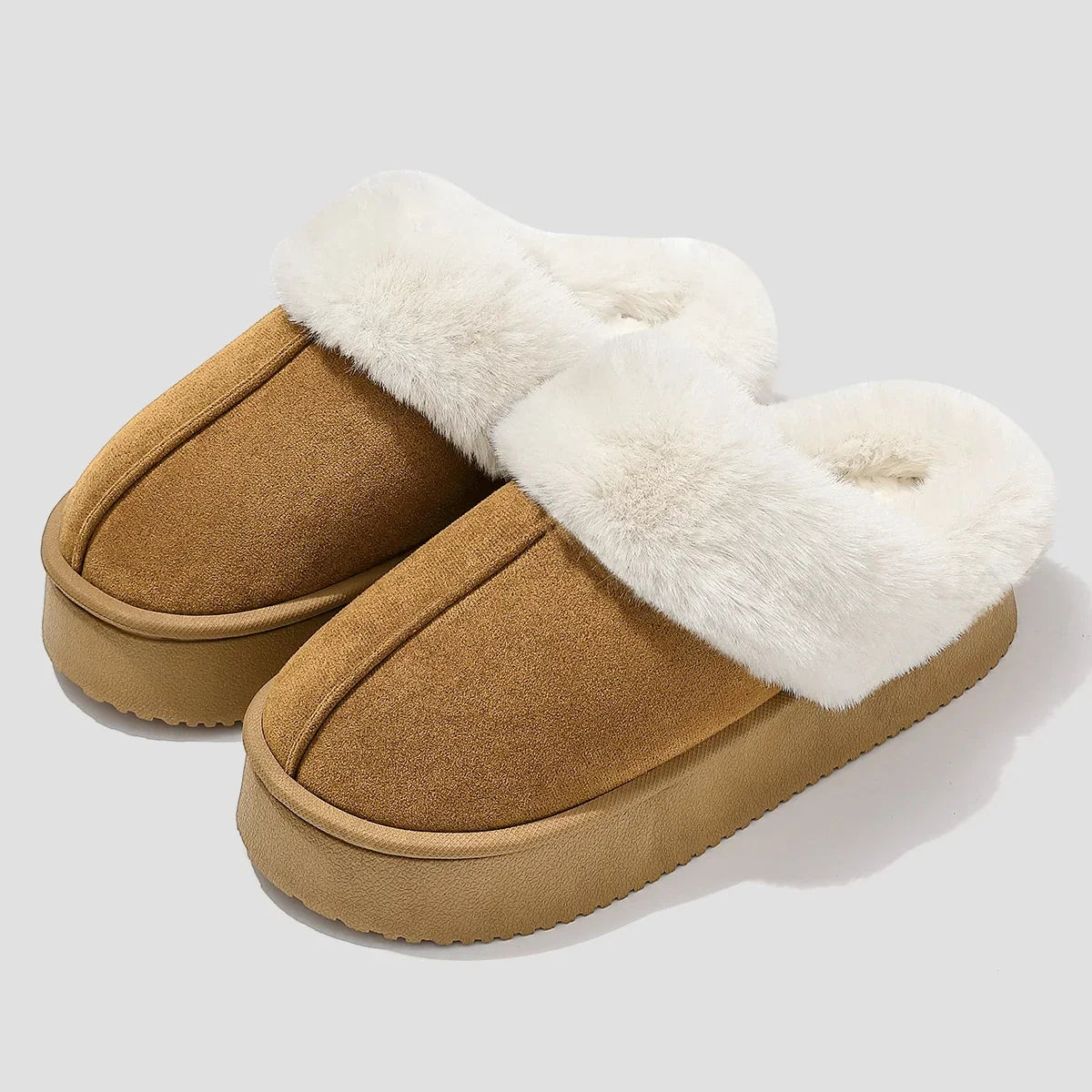 Comfortable Fleece Ladies Slippers - Warm Plush Grip Soles