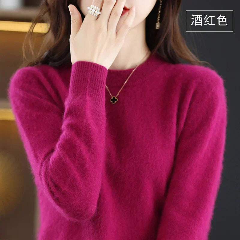 Cozy Ladies Classic Crew Neck Cashmere Sweater