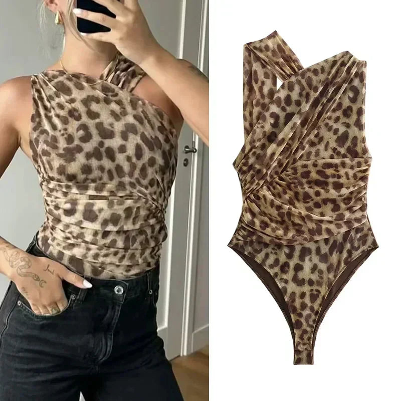 Trendy Animal Print Full Body Suit