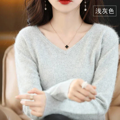 Soft Cashmere V Neck Sweater For Women Fit