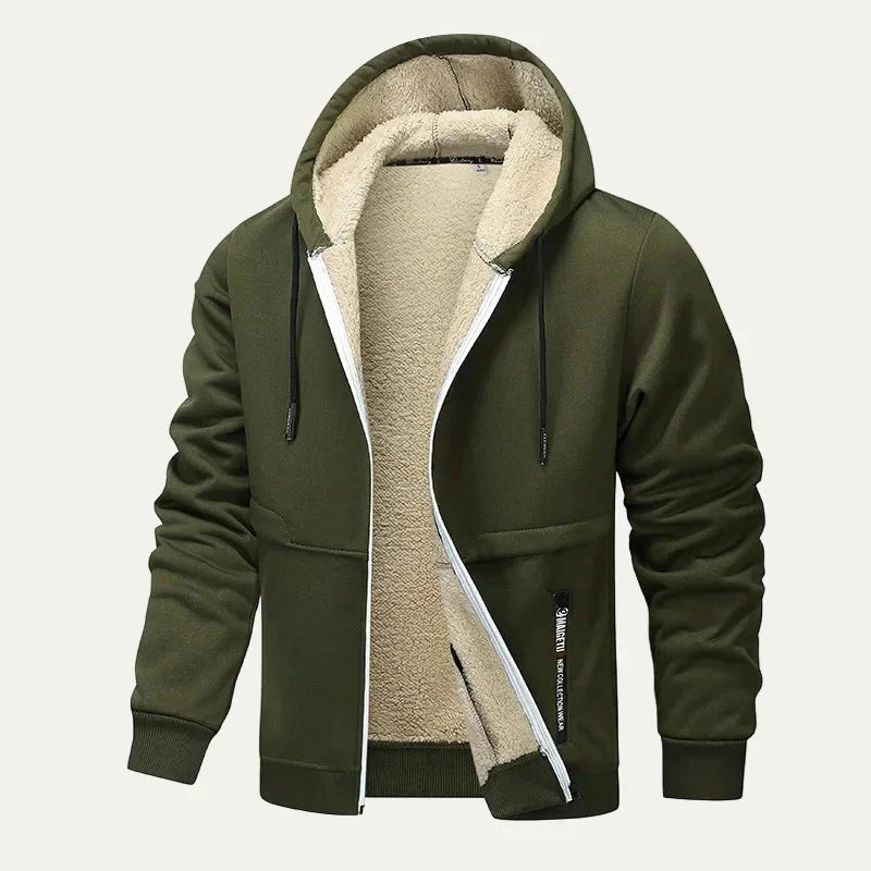 Warm Fleece Lined Men's Zip Up Hoodie