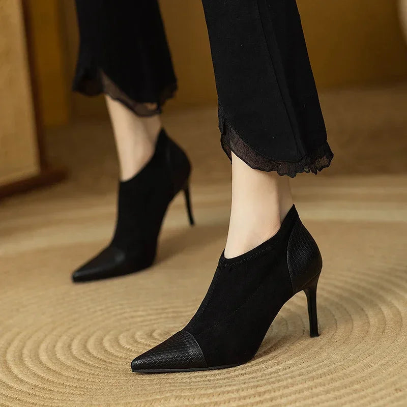 Elegant Genuine Leather High Heels - OutfitLondon