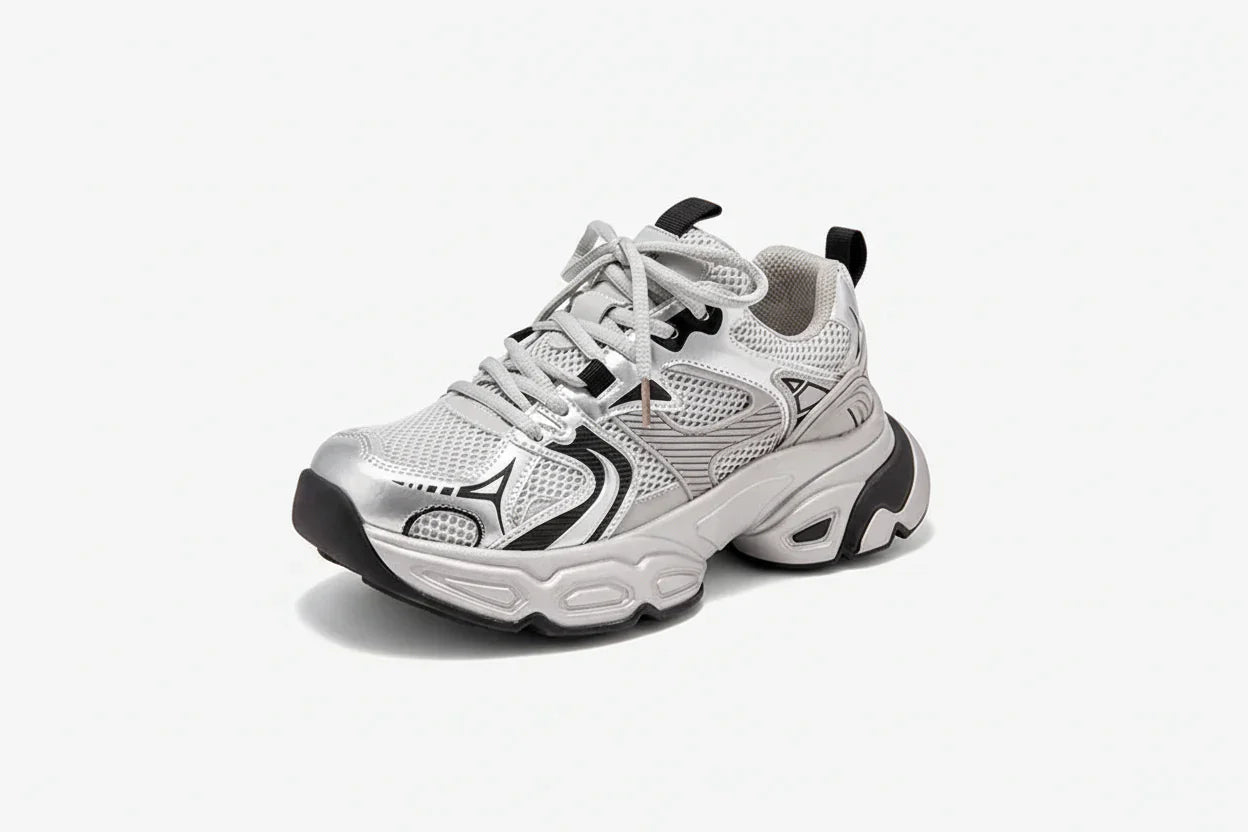 Trendy Embroidered Tie Up Ladies Sneakers