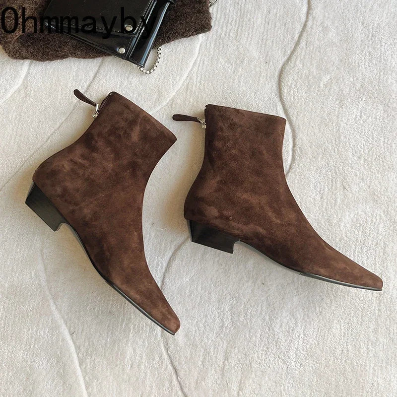 Soft Faux Fur Low Heel Boots - OutfitLondon