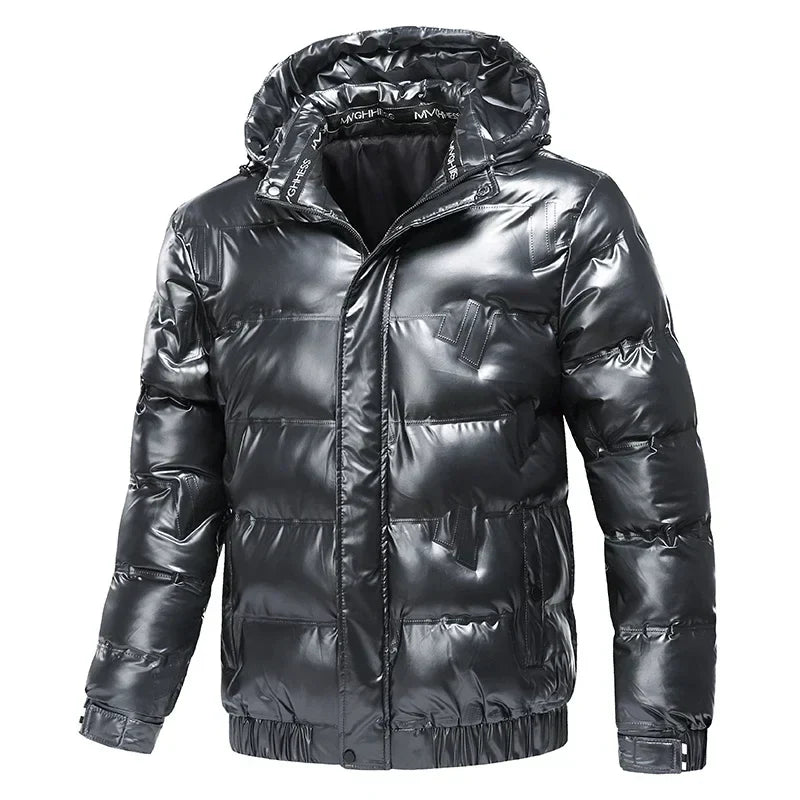 Men's Waterproof Hooded Puffer Coat with Zip Closure