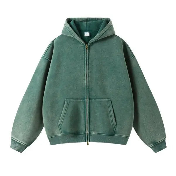Trendy Ripped Full Zip Hooded Jacket