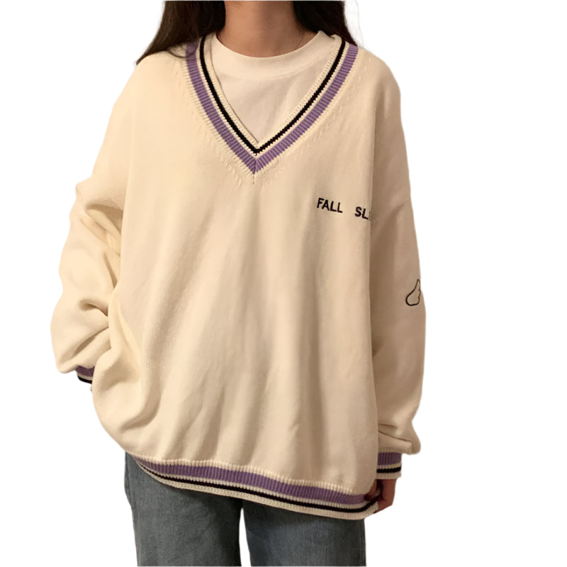 Soft Ladies Oversized V Neck Winter Jumper - OutfitLondon