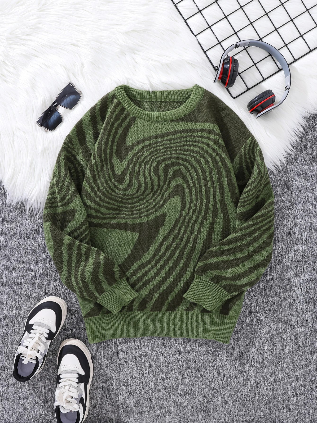 Abstract Wool Pullover Sweater