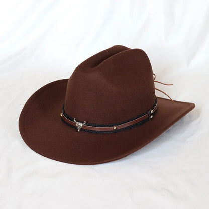 Classic Western Leather Cowboy Hat - Wide Brim Fit