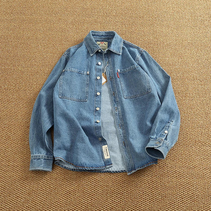 Rugged Vintage Style Denim Jacket Shirt