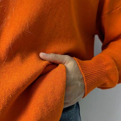 Relaxed Fit Crew Neck Long Sleeve Sweater