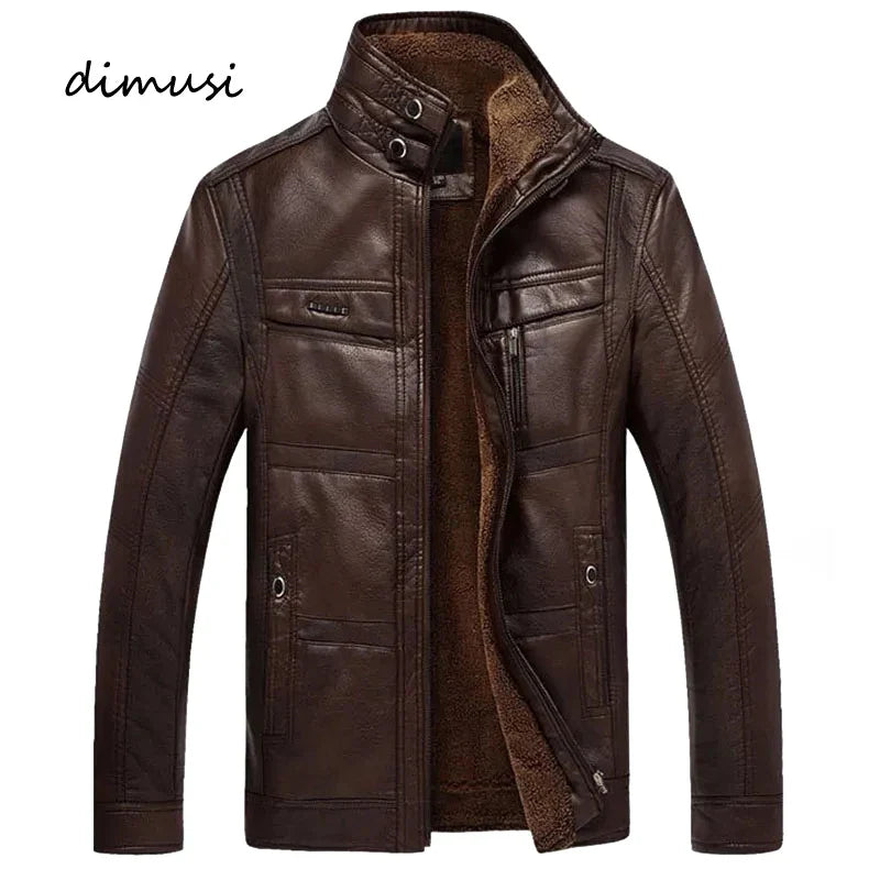 Men's Synthetic Leather Insulated Parka Coat - OutfitLondon