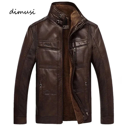 Men's Synthetic Leather Insulated Parka Coat - OutfitLondon