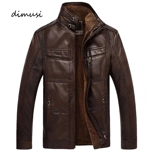 Men's Synthetic Leather Insulated Parka Coat - OutfitLondon