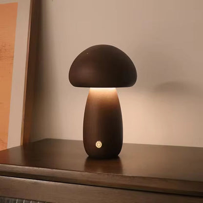 Rustic Wooden Mushroom Shaped Desk Lamp