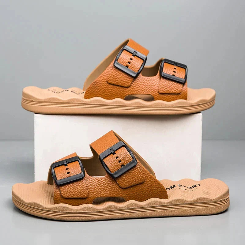 Delmar Comfort Slides - Soft Adjustable Sandals with Contoured Footbed