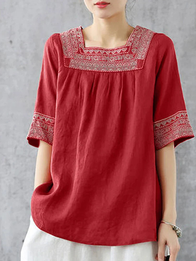 Classic Casual Embroidered Blouse