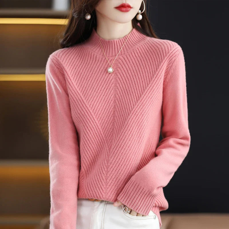 Cozy Ladies Cable Knit Pullover Sweater