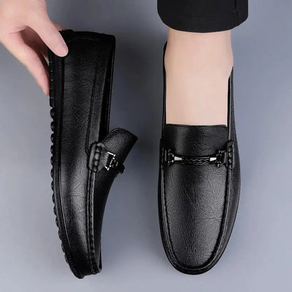 Elegant Leather Slip On Loafers
