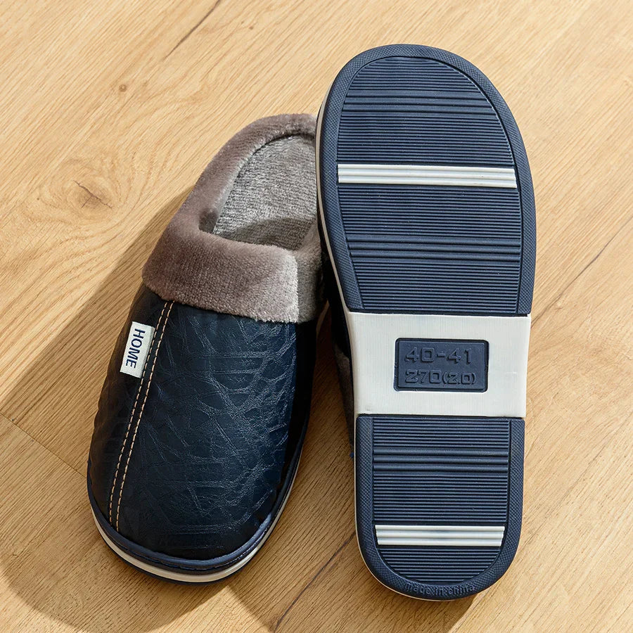 Comfortable Men's Cozy Fleece Slippers with Hard Wearing Soles
