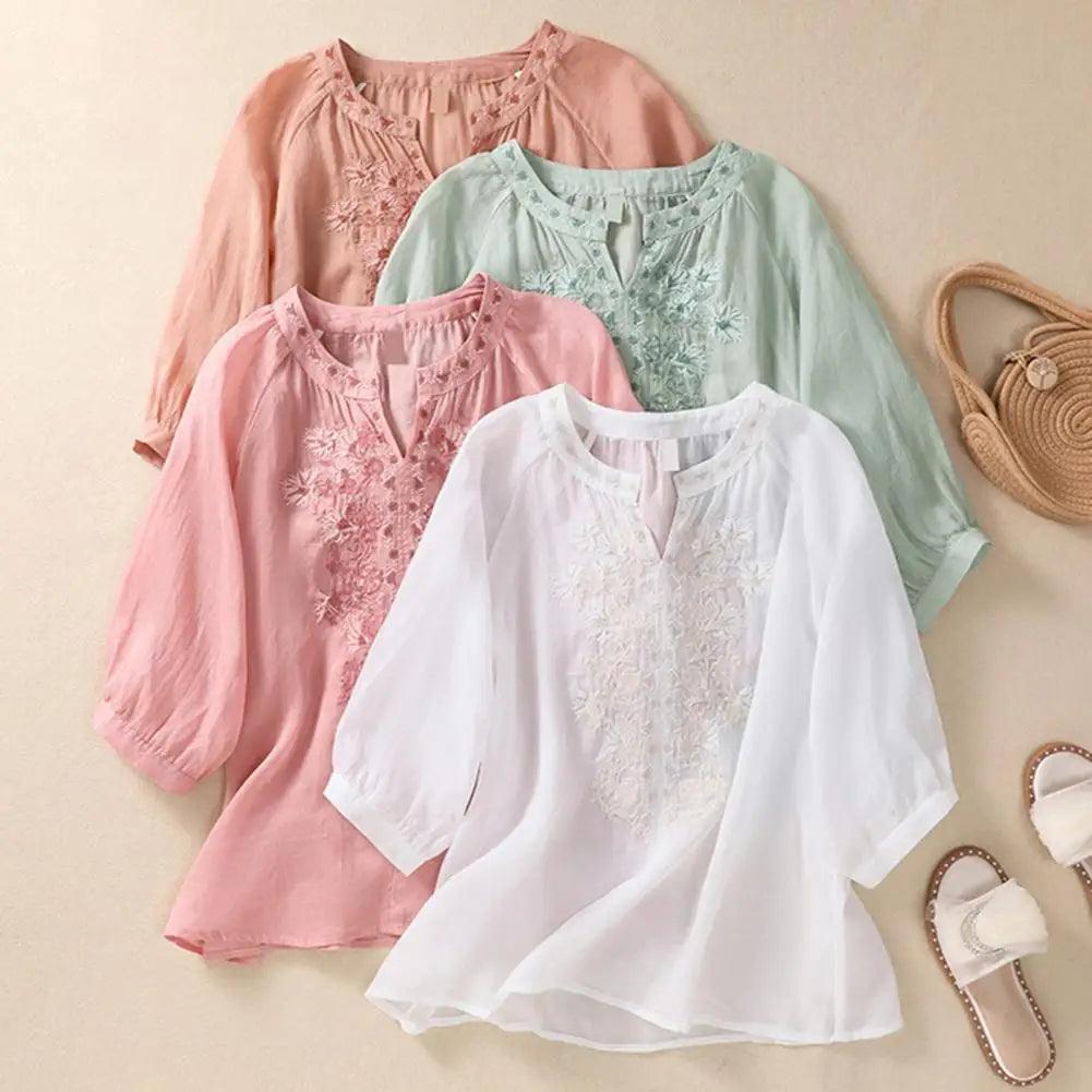 Comfortable Loose Fit Ladies Cotton Shirt - OutfitLondon