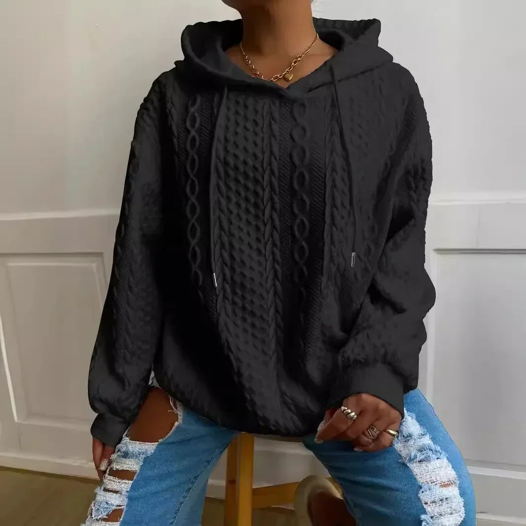 Warm Women's Long Sleeve Winter Hooded Sweatshirt
