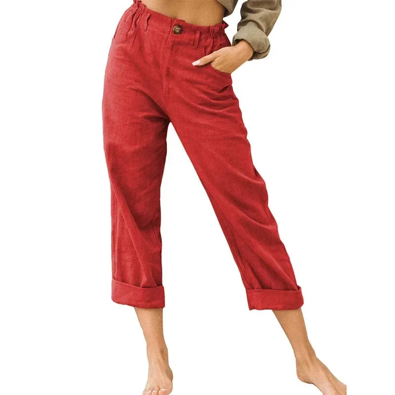 Comfortable Summer Linen Pants for Women with Pockets