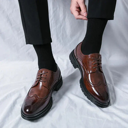 Smart Leather Dress Shoes for Men - Thick Sole - OutfitLondon