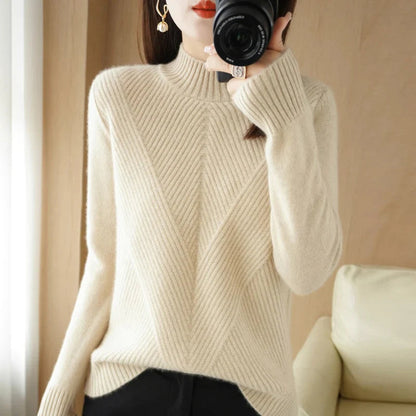 Cozy Ladies Cable Knit Pullover Sweater