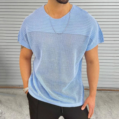 Men's Mesh Knit Tee Breathable Lightweight Grey