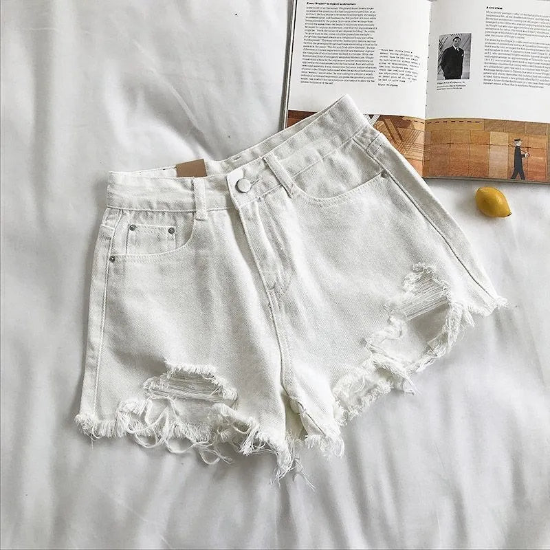 Torn High Waisted Faded Denim Shorts